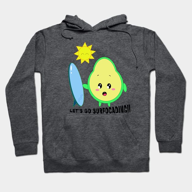 Surfing Avocado Hoodie by yudoodliez